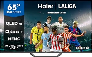 Haier QLED 4K UHD H65S80EUX - Smart TV 65", Google TV, Dolby Audio, HDR 10, Smart Remote Control, Google Assistant, Bluetooth 5.1, DBX TV, HDMI 2.1 x 4, Sin Marcos, 2024