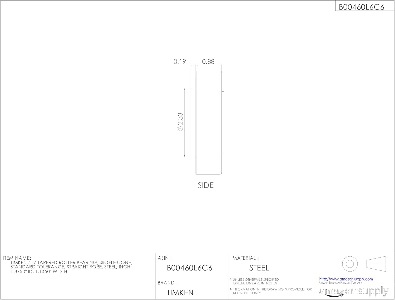 Timken Tapered Roller Bearing Cone - 417