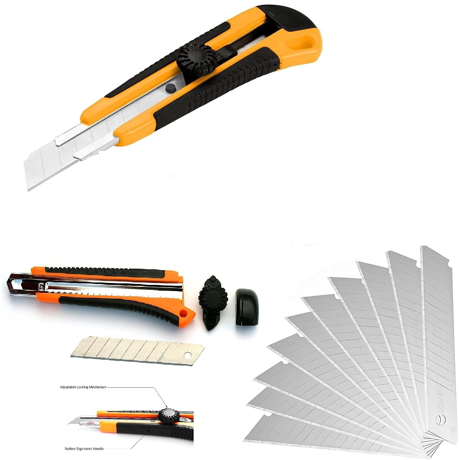 Eclet Heavy Duty 18 mm Cutter Knife with 10 Replacement Blades(MULTICOLOUR)(A) (Cutter 1)