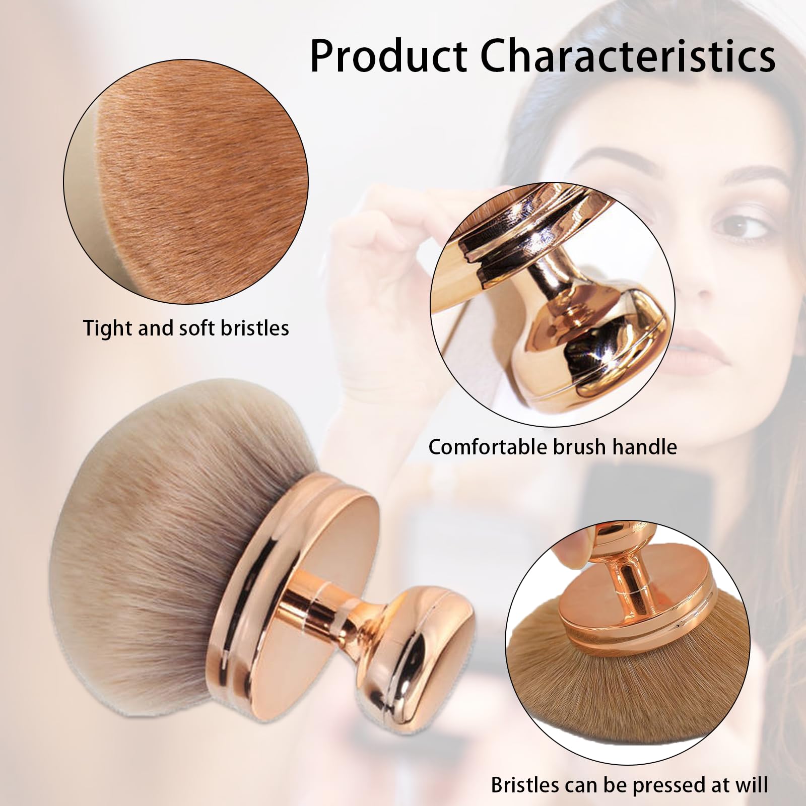 Tnhsvp Extra Large Makeup Brush, Tanning Body Brush Applicator, Oval Body Makeup Applicator - Image 3