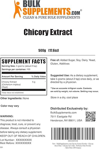 Miniatura 2 de BulkSupplements. com Extracto de achicoria en polvo - Polvo de raíz de achicoria - Polvo de fibra prebiótica - Polvo de fibra de raíz de achicoria -