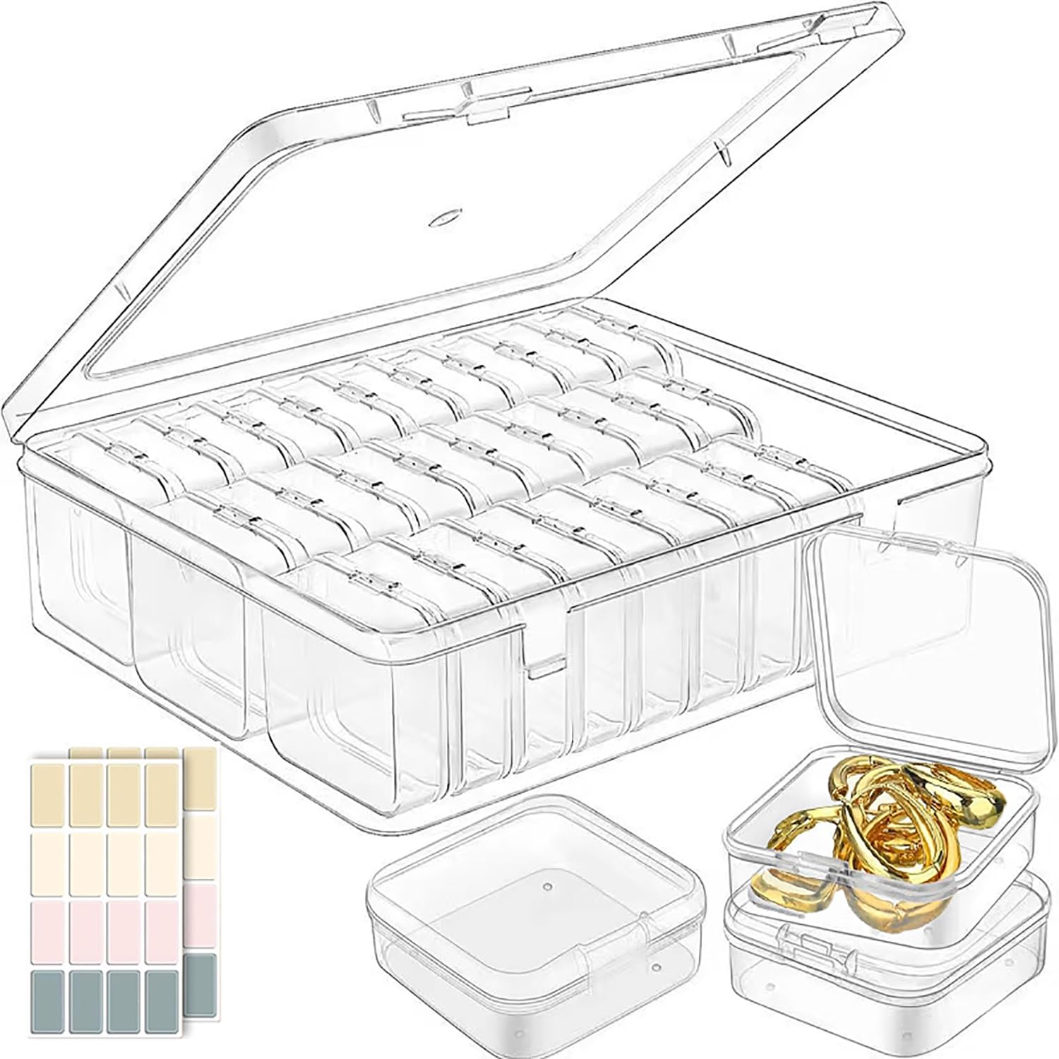 30pcs Mini Bead Organizer, Transparent Jewelry Storage Box, Rectangular Transparent Small Item Organizer, Jewelry And Fishing Equipment Compartment Storage Box, Plastic Bead Box