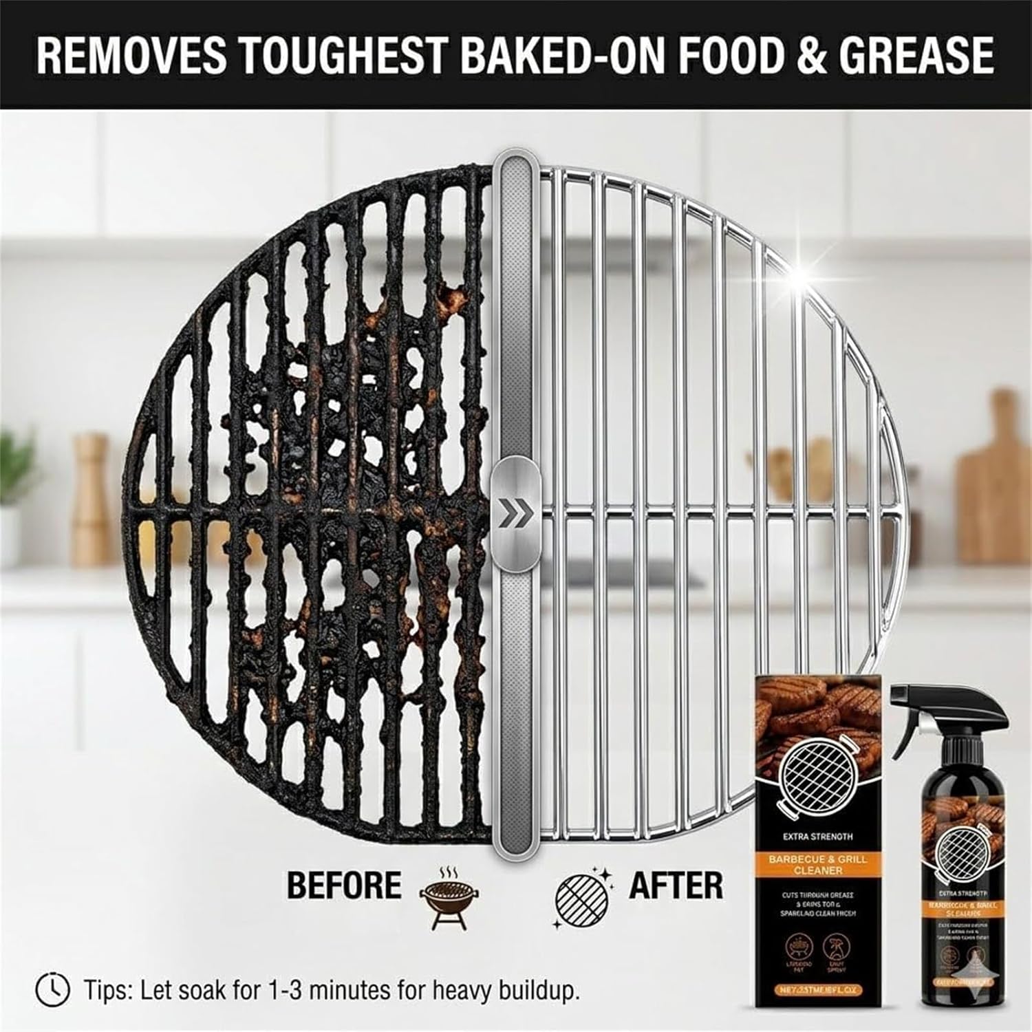 Kitchen Heavy Oil Cleaner Spray, Fast-Acting Heavy-Duty Grill Degreaser Spray Grease, All Purpose Kitchens Cleaning Agent for Stoves, Countertop, Grill, Racks (3Pcs)