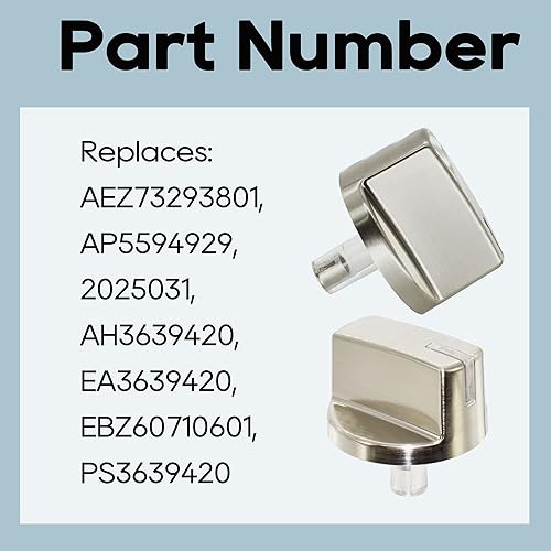 Miniatura 4 de Paquete de 5 piezas de repuesto de perilla de control de quemador AEZ73293801, compatible con cocina de gas y estufa LG, perilla de repuesto para