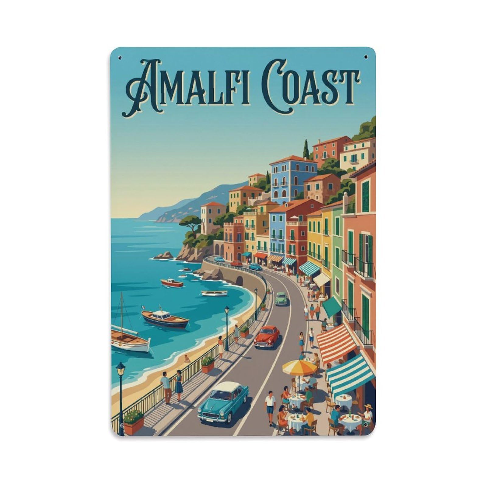 Vintage Travel Boulevard Italy Coastal 1 Metal Tin Sign