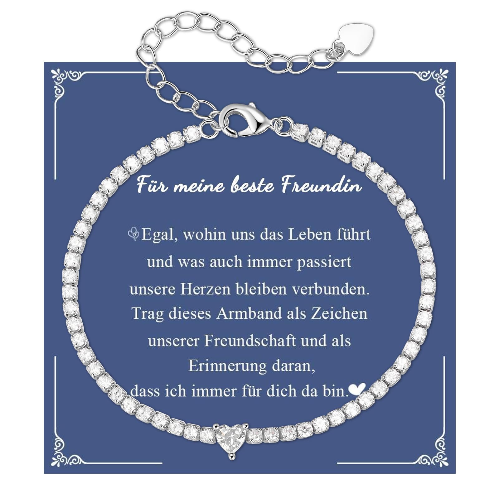 VNOX Geschenke für Frauen Herz Armband - Silber Tennisarmband für Mama Gold Armbänder für Werdende Mutter, Freundin Tochter Geschenk Armband für Geburtstag Abschluss