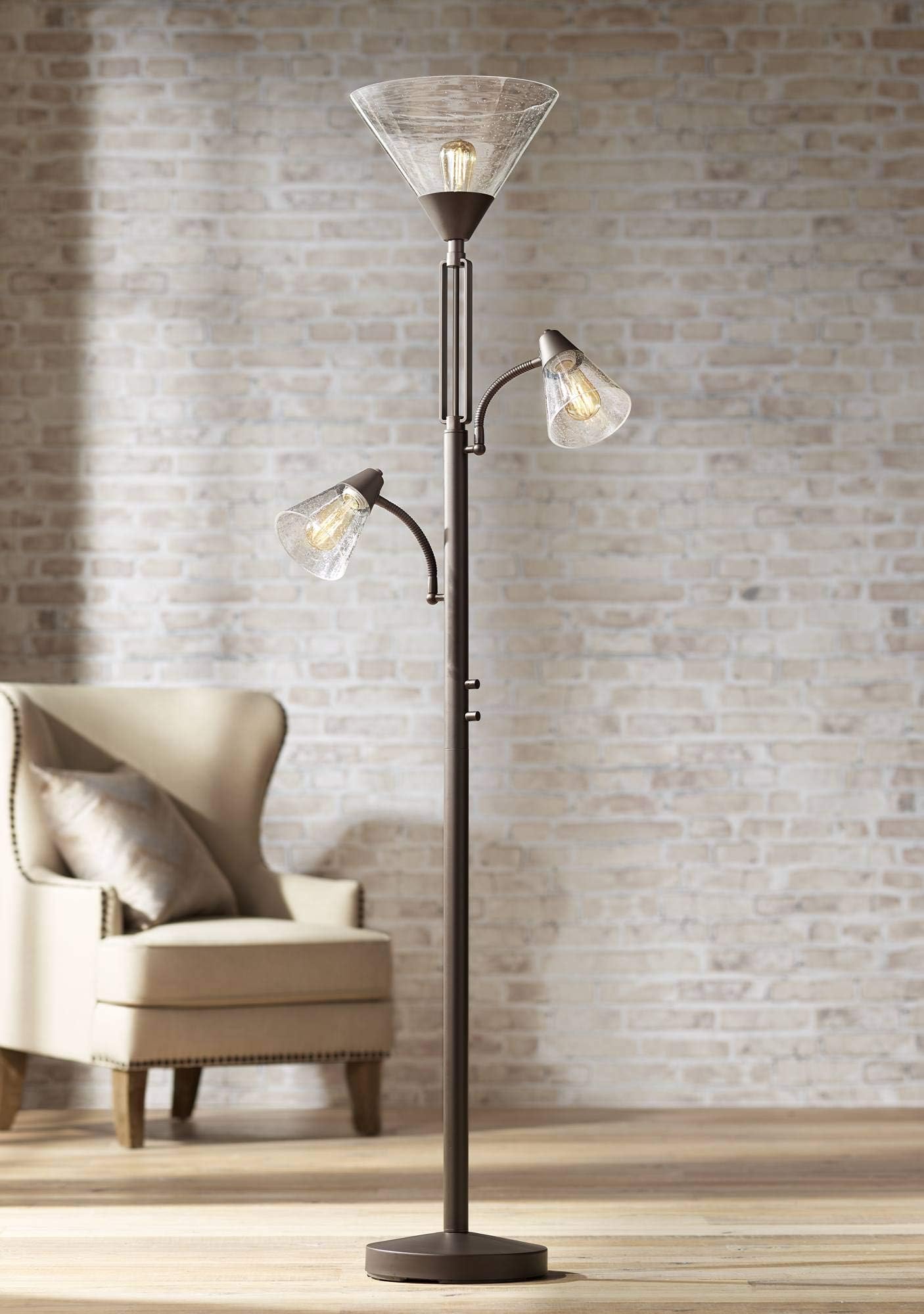 Franklin Iron Works Calyx Industrial Vintage Downbridge Task Floor Lamp