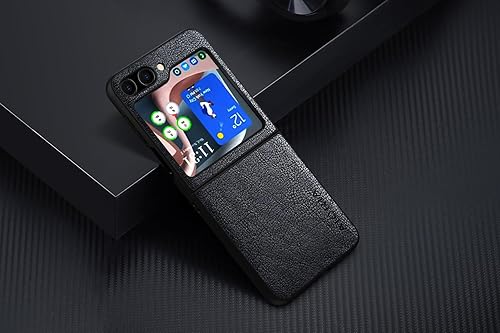 Miniatura 2 de AIORIA Funda para Samsung Galaxy Z Flip5 de 6.7 pulgadas, piel sintética, diseño retro de negocios, funda protectora completa para Samsung Filp5