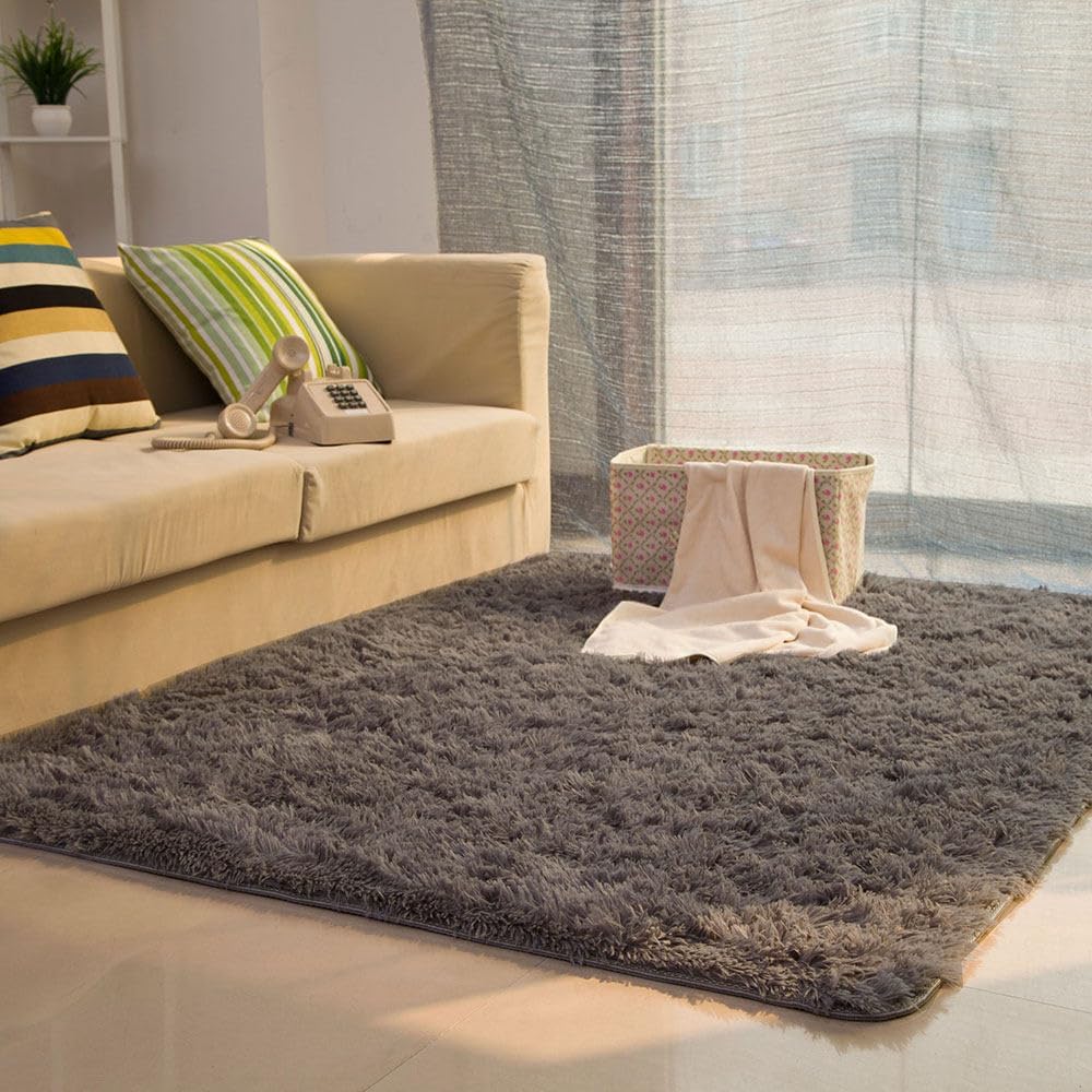 Silky Fluffy Carpet Modern Home Decor Long Plush Shaggy Rug Play Mats Sofa Living Bedroom Bedside Mat Balcony Carpets,Cream White,40X60cm(15.7x23.6in)