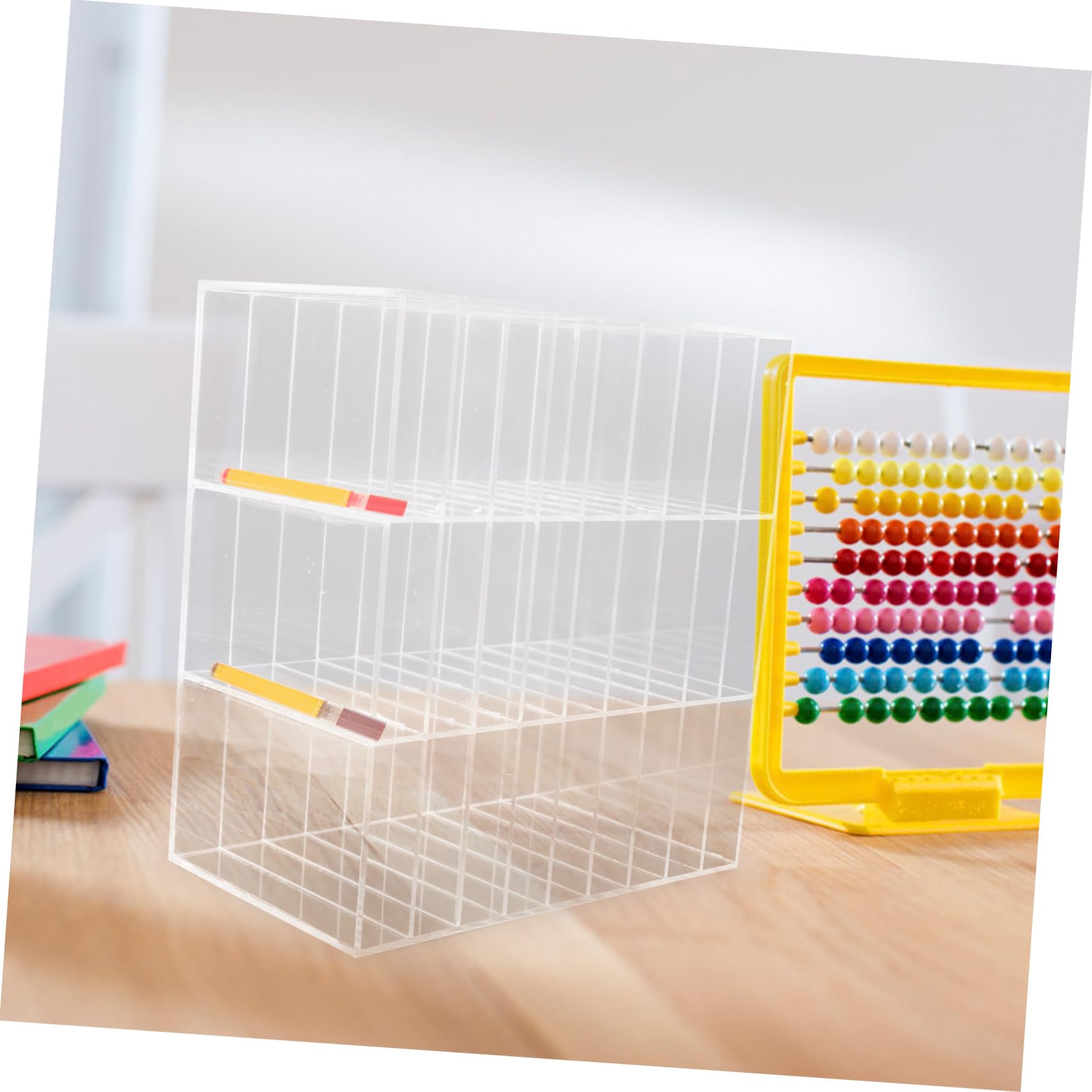 Porta Penne Per Marcatori Trasparente Organizer Da Scrivania Per Scuola e Ufficio Capacità Per Pennarelli Design Pratico e Portatile Per Famiglie e Studenti