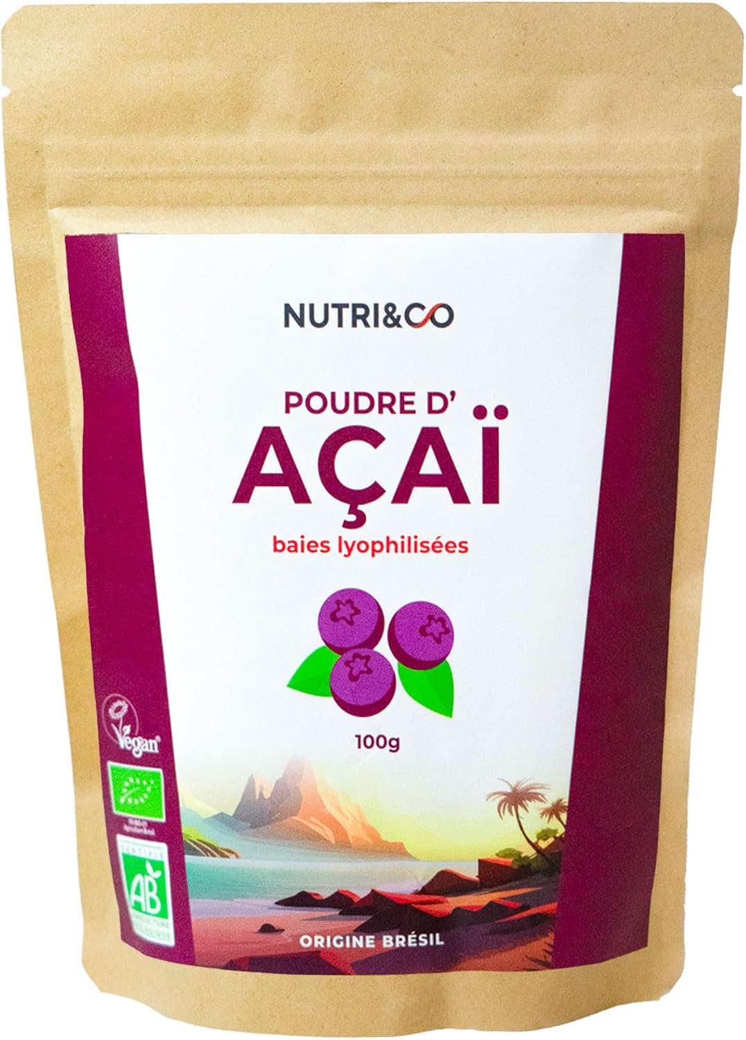 NUTRI & CO Organic Acai Powder 100g – Naturally rich in antioxidants, Vitamin C & Omega 9 – From sustainable and fair farming in the Amazon – Freeze-Dried Organic and Vegan Superfood NUTRI & CO Organic Acai Powder 100g – Naturally rich in antioxidants, Vitamin C & Omega 9 – From sustainable and fair farming in the Amazon – Freeze-Dried Organic and Vegan Superfood