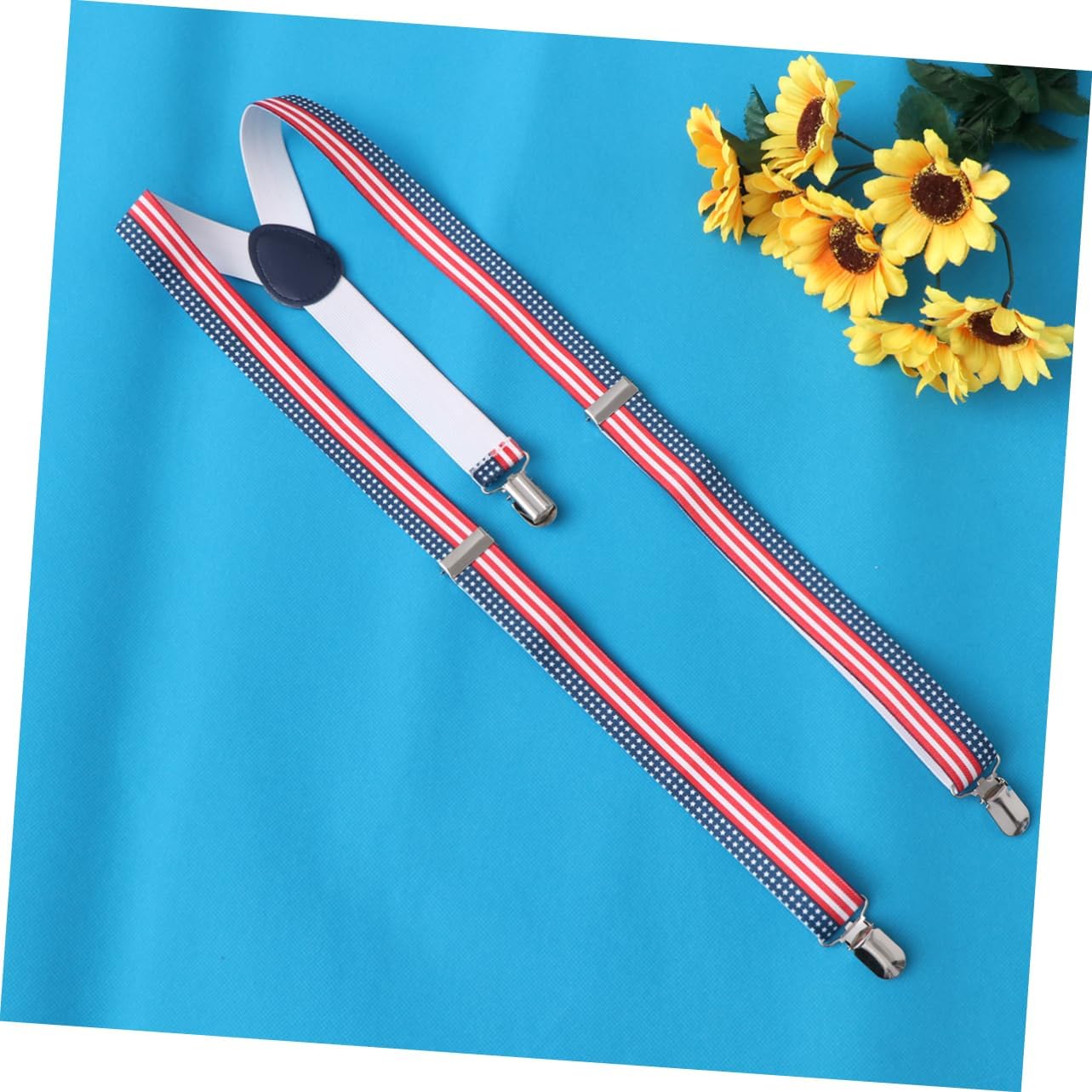 Didiseaon Adjustable Elastic Clip-on Suspenders Us Flag Design Fashion Suspenders for Jeans Shorts Trousers