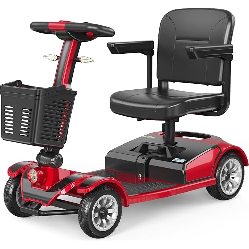 Mobility Scooter Folding Power Wheelchair, 4 Wheel Foldable Electric Scooter for Seniors, Easy to Use Operate and Foldable,Heavy Duty 418 LBS,22 Mile Range Large Size Mother's Gift
