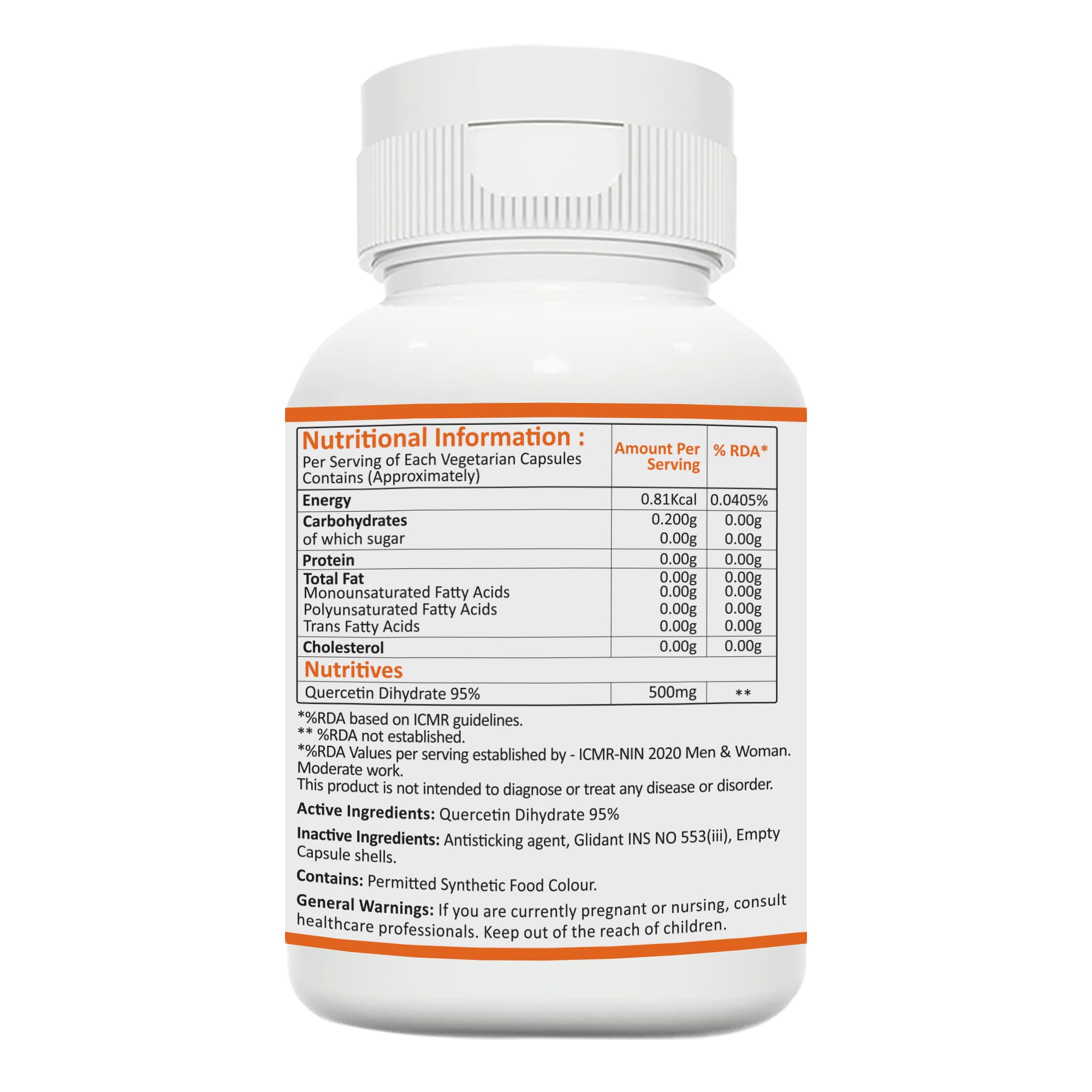 Activin Quercetin 500mg, Antioxidant Supplement, 60 Veg Capsules, Immune Support, Anti-Allergy, Supports Energy, Heart Health, Gluten Free, Non-GMO For Men And Women