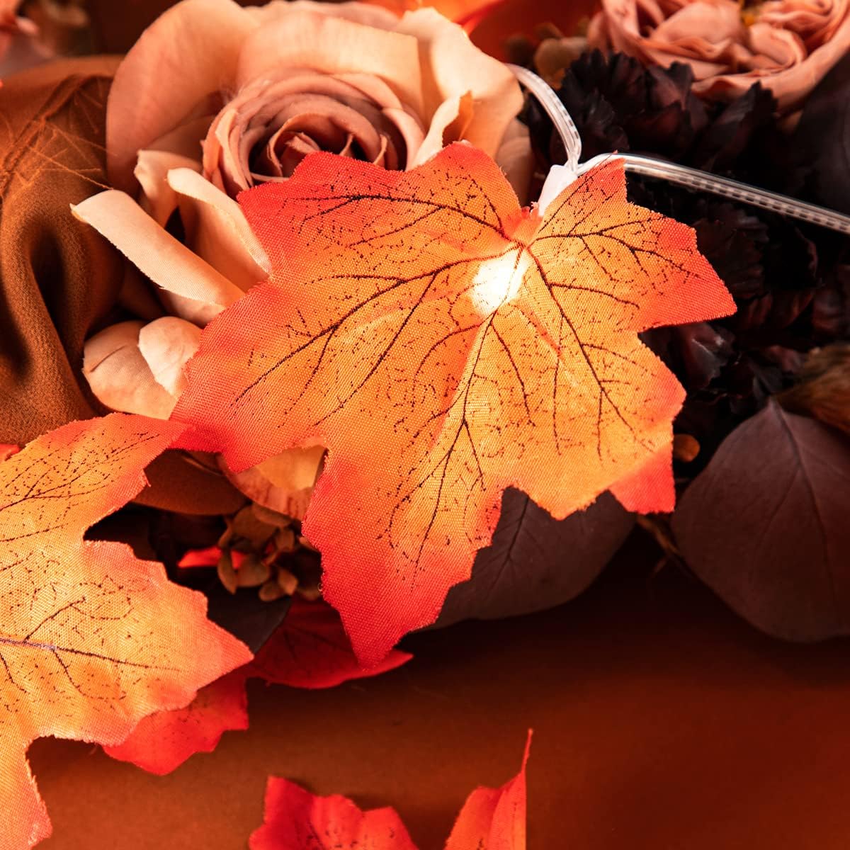 KIRE 2-Pack Thanksgiving Maple Leaf String Lights 14.7 Ft - Total 80 Fall Garland Maple Leaf Lights for Autumn Home Decorations - 8 Lighting Modes Waterproof Battery Operated for Thanksgiving Decor