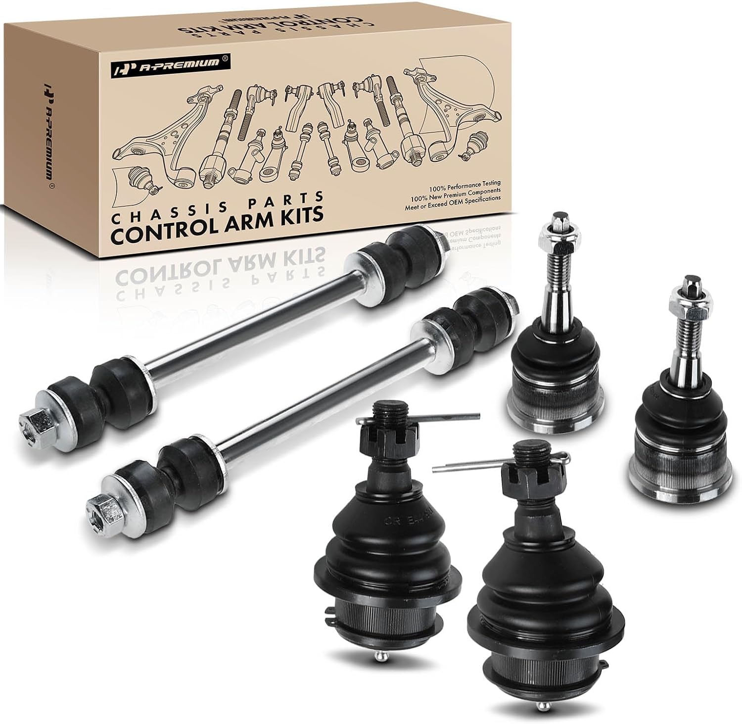 A-Premium Set of 6, Front Sway Bar Link, Upper & Lower Ball Joint, Compatible with Ford Explorer 2002-2005, Mercury Mountaineer 2002-2005