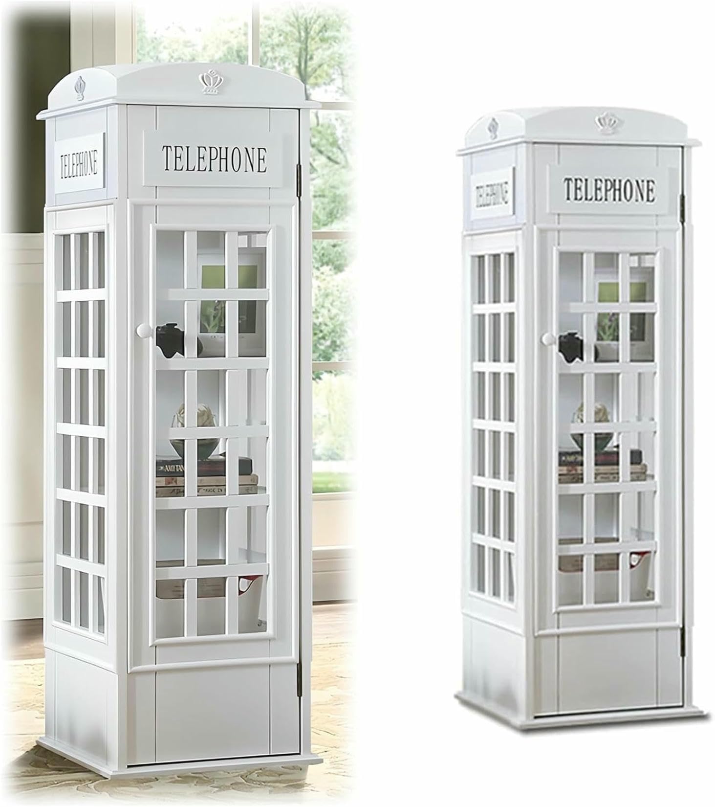 Telefonkabine Bücherregal, Kleiner Bodenbuchhandelspeicher, Telefonkabine Aufbewahrungsschrank Organizer Display -Buchhandel