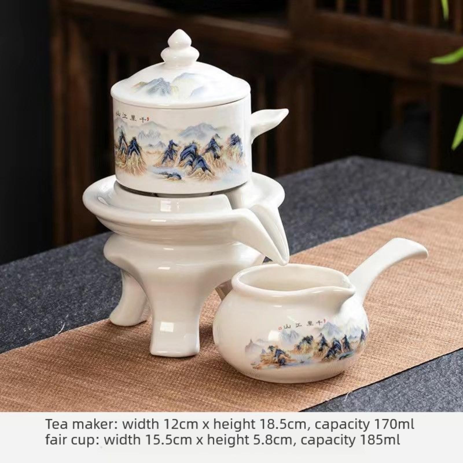 Kungfu Półautomatyczny zestaw do herbaty, 185 ml, 178.6 g, ceramiczny domowy zaparzacz do herbaty w stylu japońskim