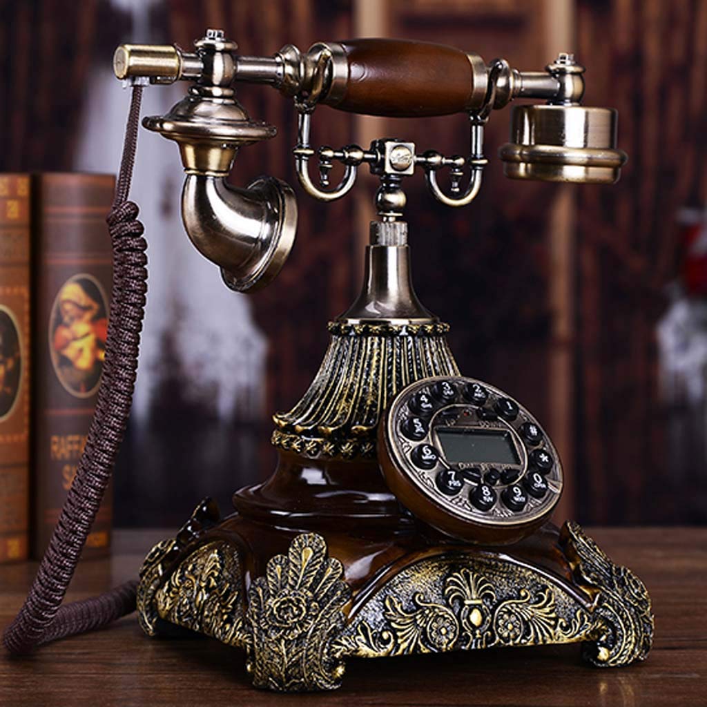 Telefono Fisso in Stile Europeo, Telefono Vintage per la casa, Telefono retrò in Resina con Filo, telefoni retrò, Rosso, Marrone,Brown
