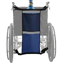 Oxygen Tank Holder for Wheelchair - Secure 4 - Strap Design, Fits D & E Tanks, with Storage Pocket - Universal Wheelchair Accessories for Oxygen Tank Carrier Blue,1PCS