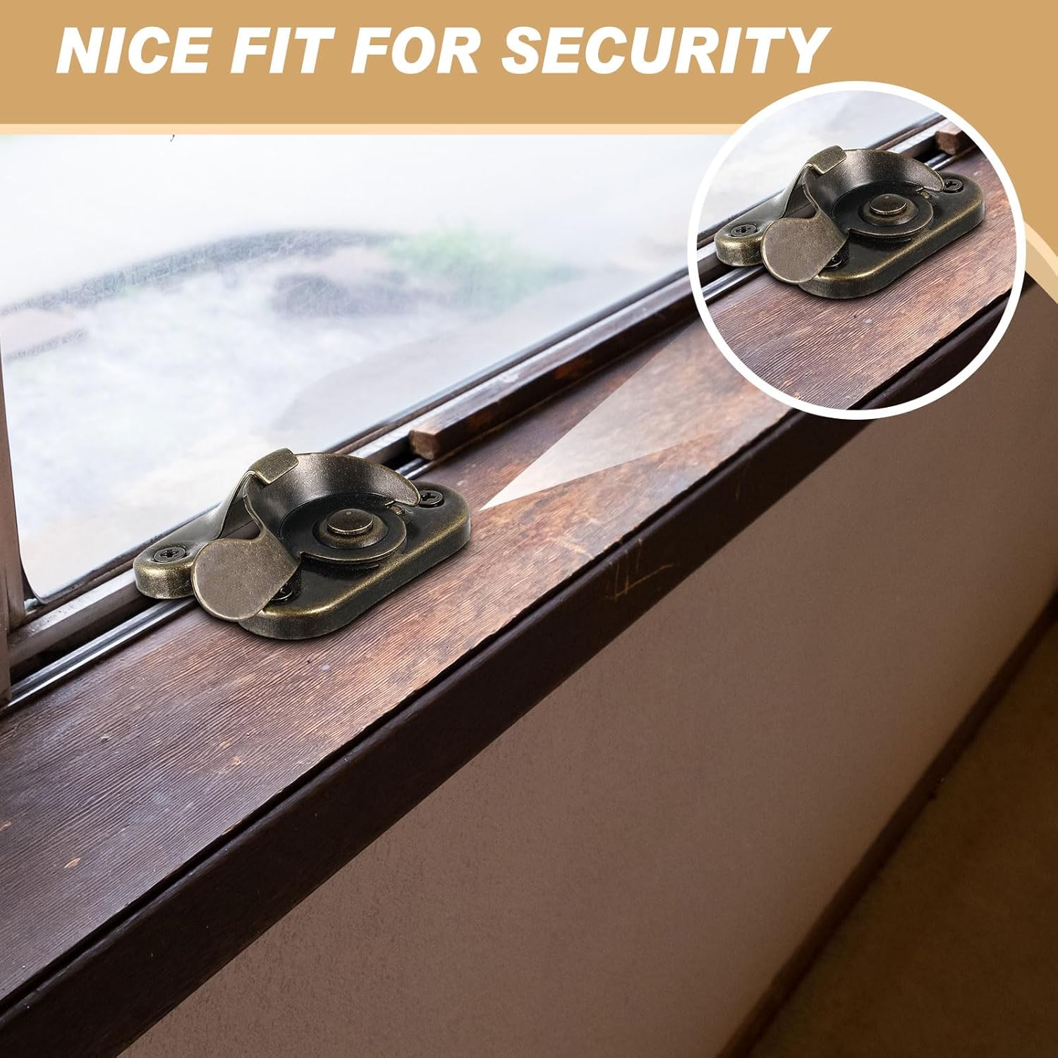 Hicarer 20 Pack Steel Window Sash Lock Casement Window Lock CTC 2", Windows Locks Security Replacement for Single/Double Hung Wood Windows(Antique Brass)
