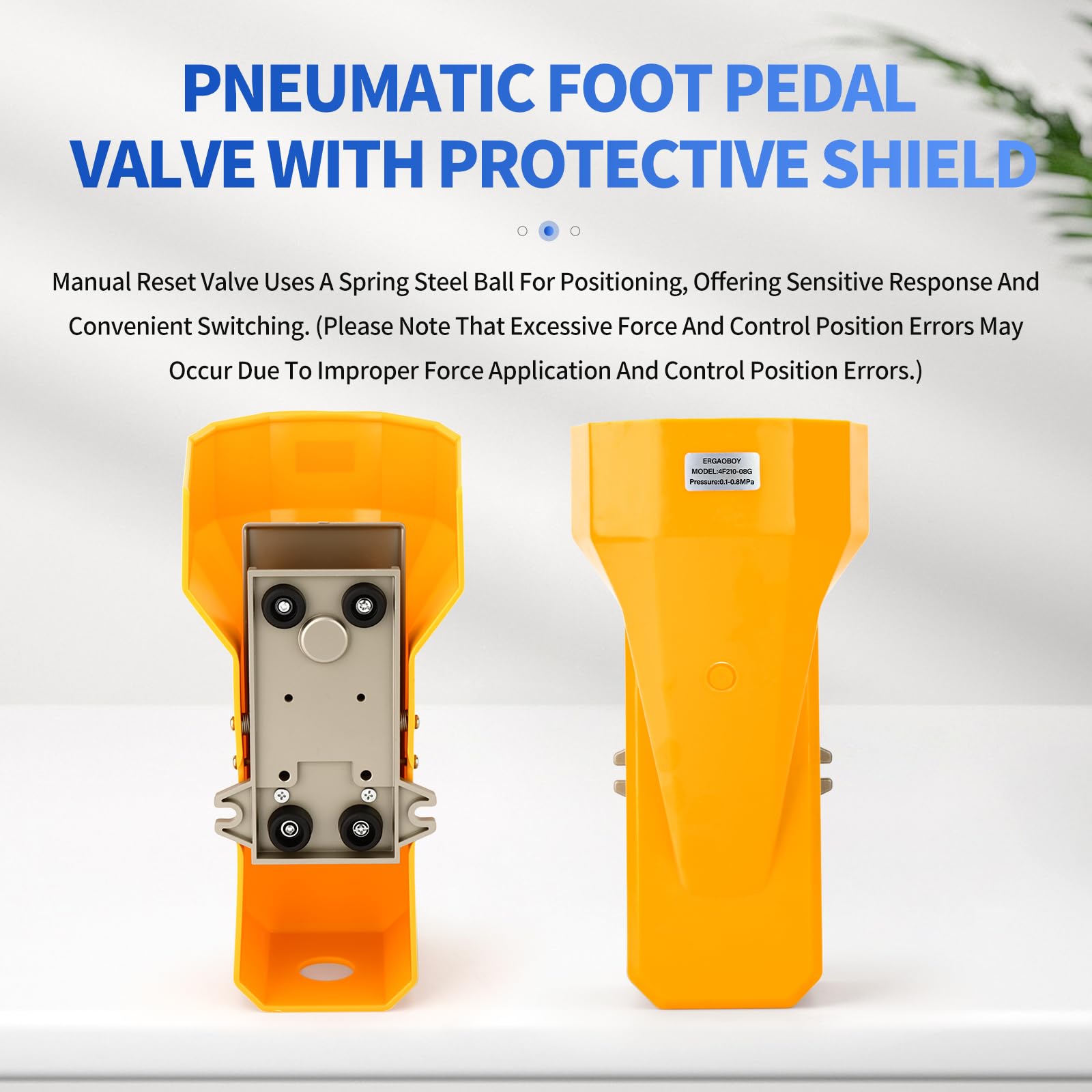 Pneumatisches Fußpedal-Ventil-Kit mit Schutzschild, 1/4"BSP 5-Wege-2-Positionen-Gewinde mit rutschfestem Gummi-Druckregler 4F210-08G mit 6MM-Anschlüssen