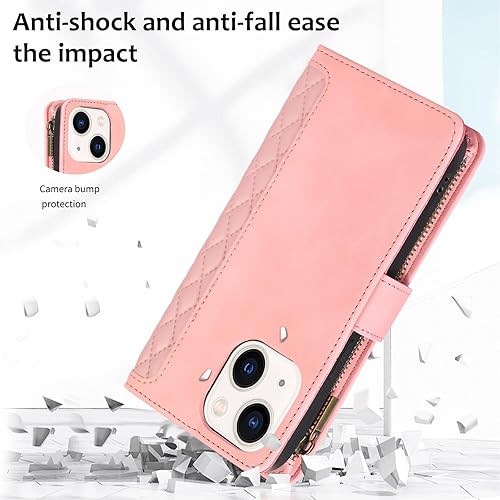 Miniatura 7 de Asuwish Funda de teléfono para iPhone 13 de 6.1 pulgadas con protector de pantalla de vidrio templado y correa para la muñeca, con cremallera