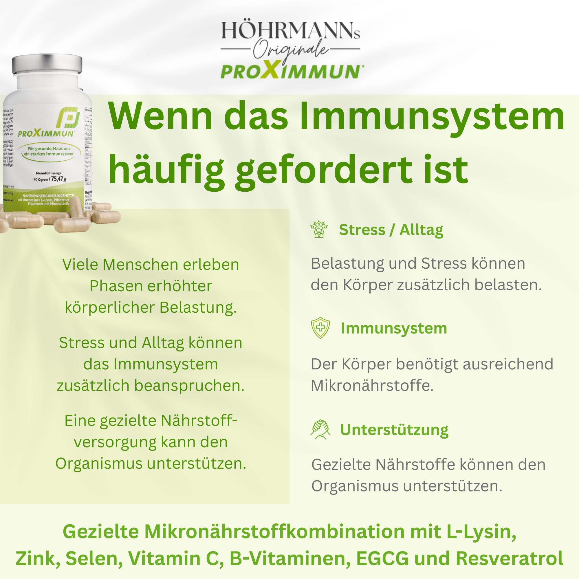 proXimmun L-Lysin Komplex – mit Zink, Selen, Vitamin C & B-Vitaminen, EGCG & Resveratrol – Nahrungsergänzungsmittel für gesunde Haut & starkes Immunsystem – 3 Monate Vorrat – hergestellt in Dtl.