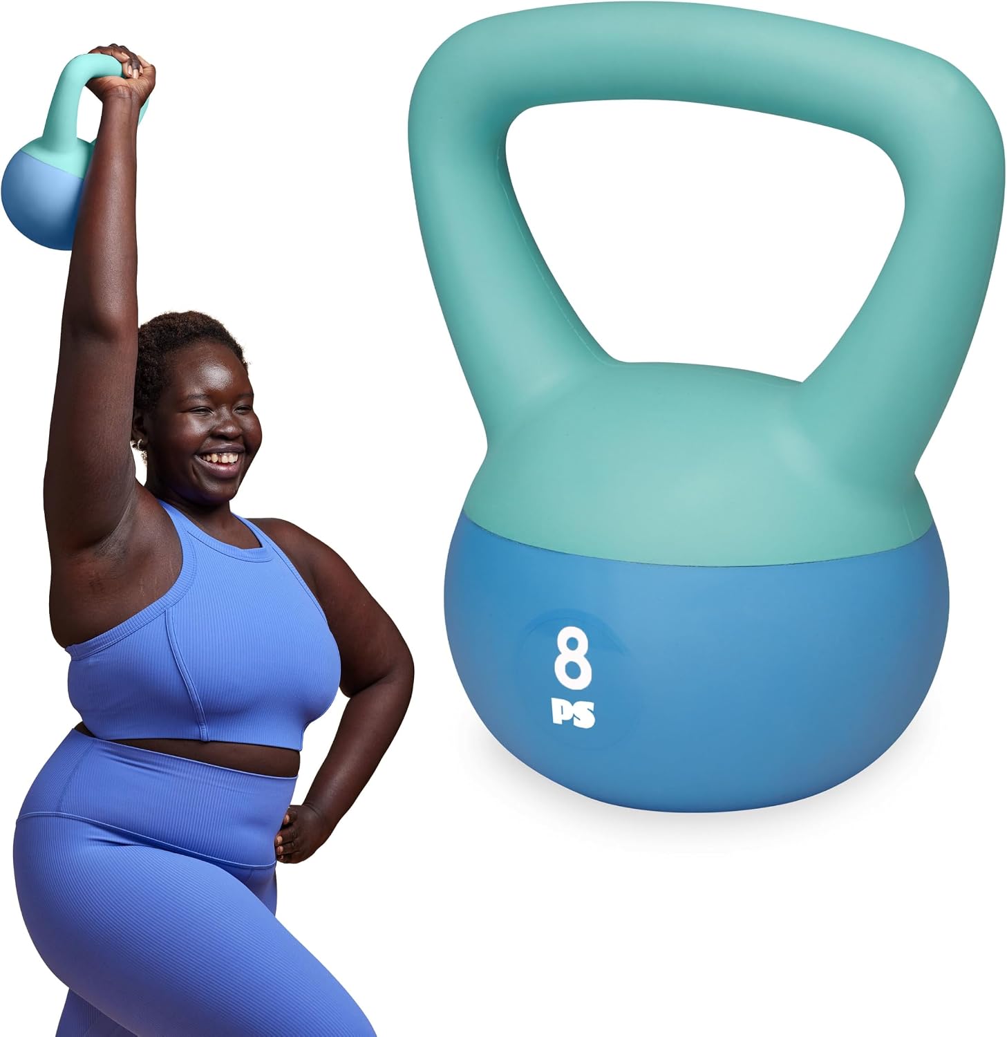 8lb Blue Soft Shell Kettlebell, Sand Filled Weight for Fitness Training