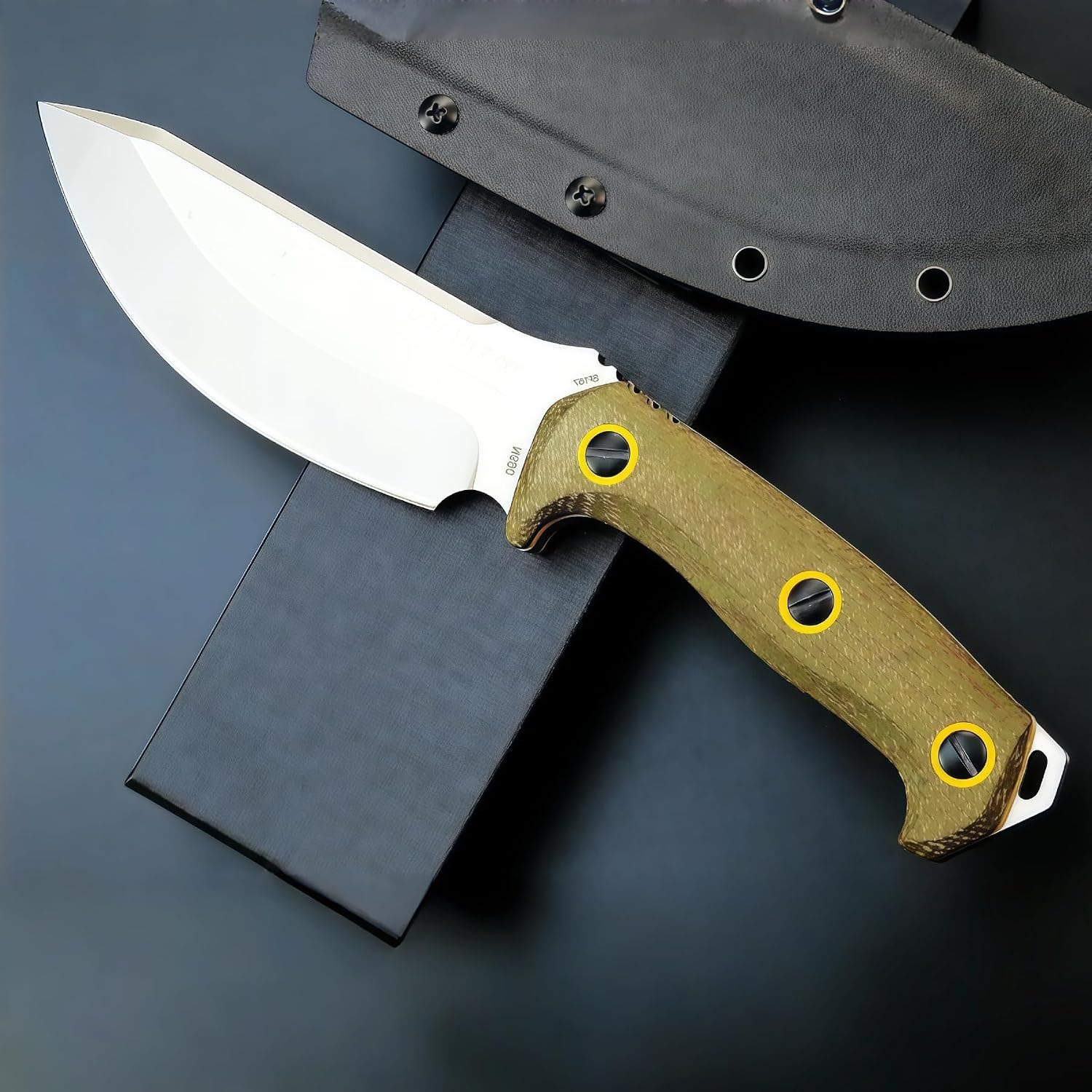 Camping Knives & Tools, N690 Stainless Steel (59-61 HRC), Full Tang Knife, Linen Texture Handle & Kydex Sheath, Lightweight Outdoor Fixed Blade Knife For Hiking, Gifts for Husband