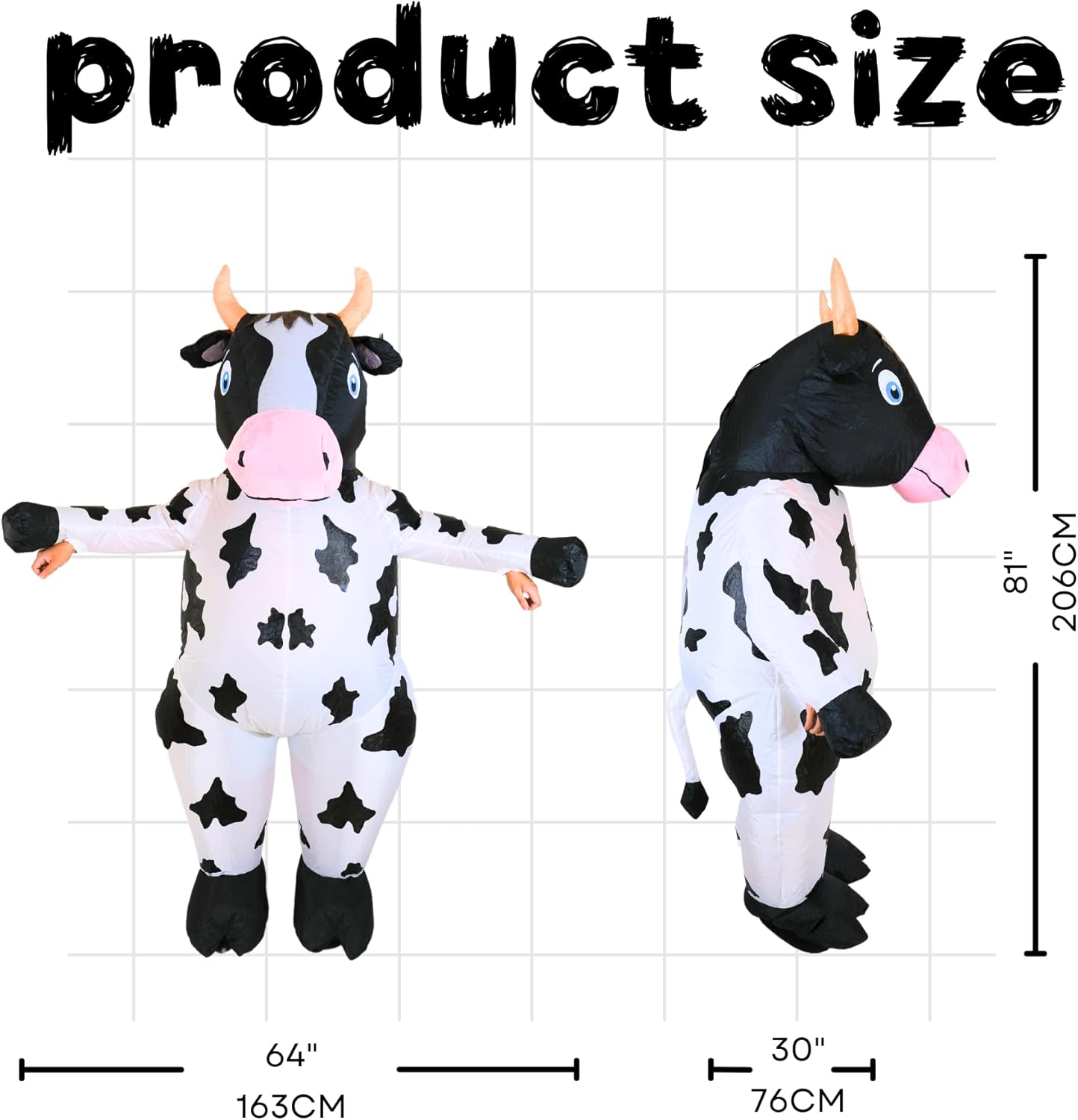 PTS Inflatable Costume Adult, Blow Up Cow Costume for Halloween Inflatables Cosplay Party - Image 5