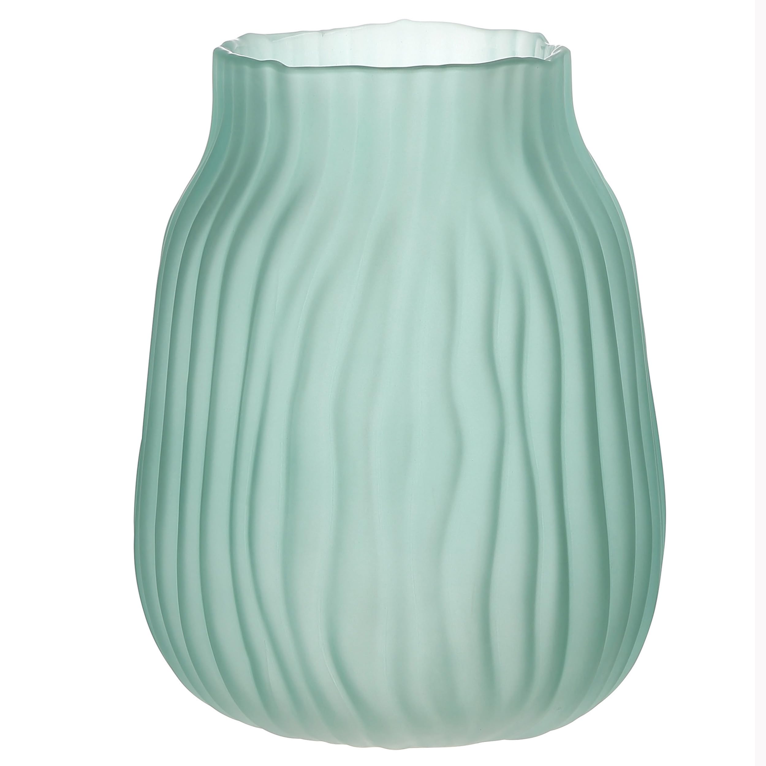 Jarrón grande de cristal verde para flores, acanalado y dorado, 21 cm, jarrones decorativos para el hogar, centros de mesa, decoración de flores y granja (verde, 21 cm)