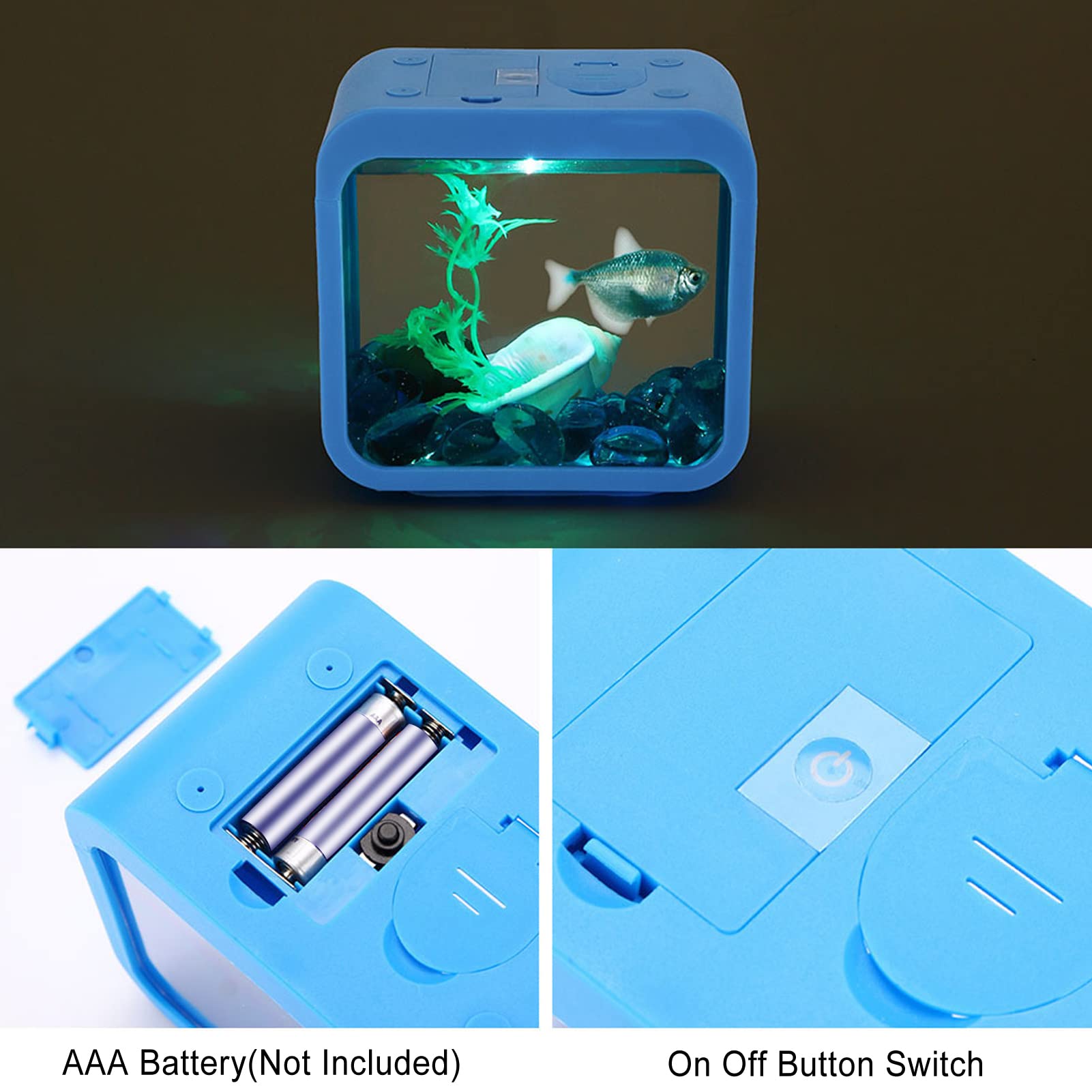 Qcwwy Tanque de Peces de Acuario, Pecera Desmontable Betta Mini Pecera Fácil de Operar LED Luz Nocturna Contenedor de Peces para Acuario Plantas de Interior Pecera Betta para