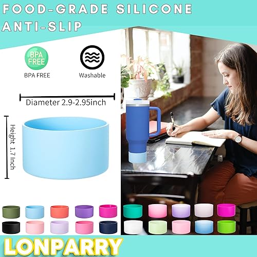 Miniatura 3 de LONPARRY Stanley - Paquete de 2 botas de silicona para vaso Stanley 40 30 oz Quencher Adventure, bota inferior para Stanley IceFlow 30 20 oz, funda