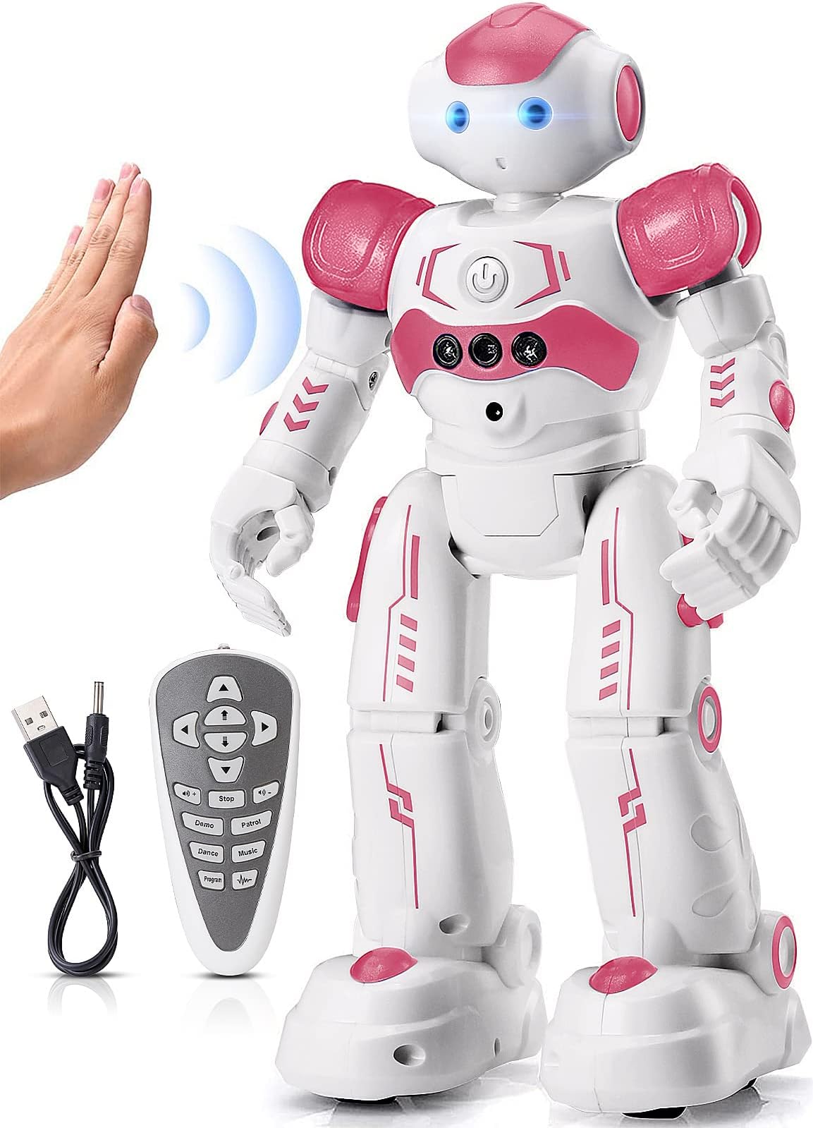RC Robot Toys for Kids, Gesture & Sensing Remote Control Robot for Age 3 4 5 6 7 8 Year Old Boys Girls Birthday Present (Pink)