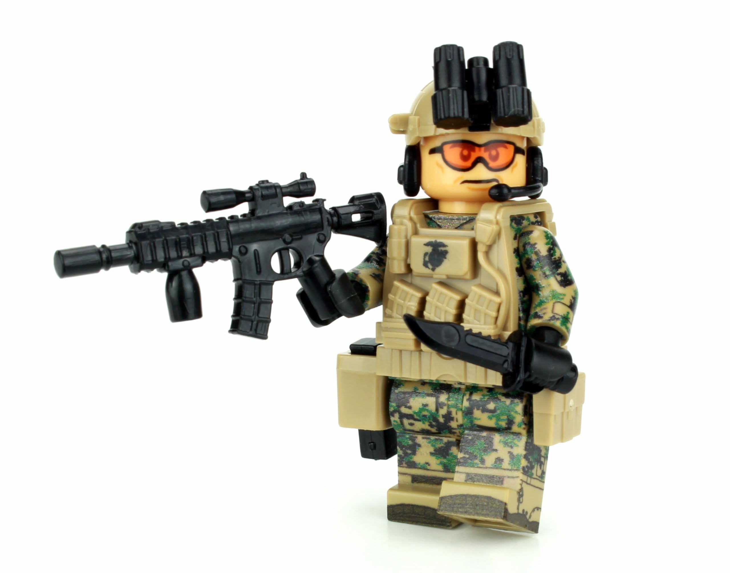 Battle Brick 1.6 Inches Tall Marine Force Recon MARPAT Custom Minifigure | Collectible Genuine Military Minifig | Accessories Made in The USA | Printed Camo | Great Gift for Ages 10+ to Adult AFOL