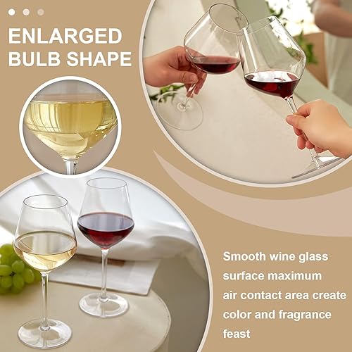 Miniatura 5 de MICHLEY Mordern - Juego de 4 copas de vino grandes color borgoña, plástico Tritan irrompible de 18.5 onzas, para exteriores, bodas, cumpleaños