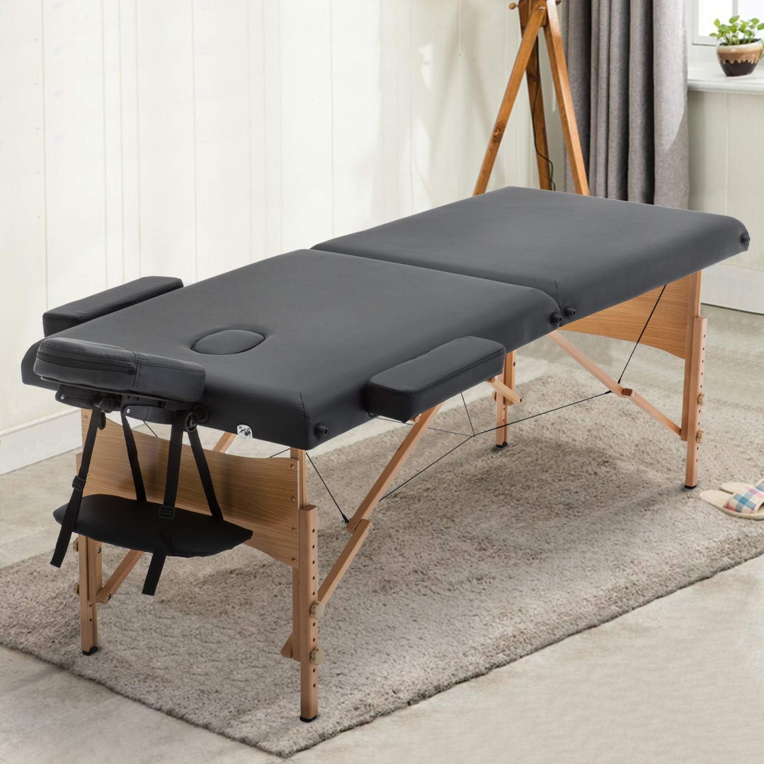 Sentiment 73 Inches Long 28 Inches Wide Folding Portable Massage Table with Carrying case, Black : Beauty & Personal Care