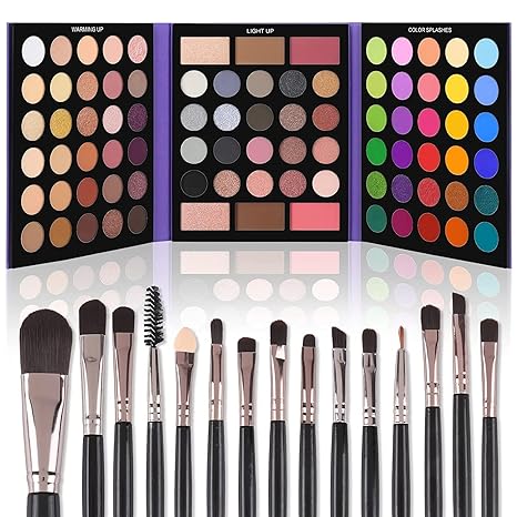 UCANBE Eyeshadow Palette with 15Pcs Brushes Makeup Set, Pigmented 86 Colors Make Up Sets Valentine's Gift, Matte Shimmer Glitter Eye Shadow Pallet Highlighter Contour Blush Powder Brush Beauty Kit