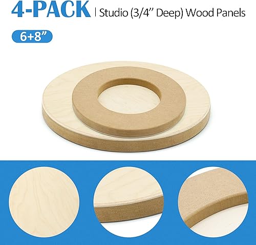 Miniatura 49 de Falling in Art Kit de paneles de lona de madera de abedul redondos sin terminar, 2 paquetes de 12 pulgadas de estudio de 3/4 pulgadas de profundidad