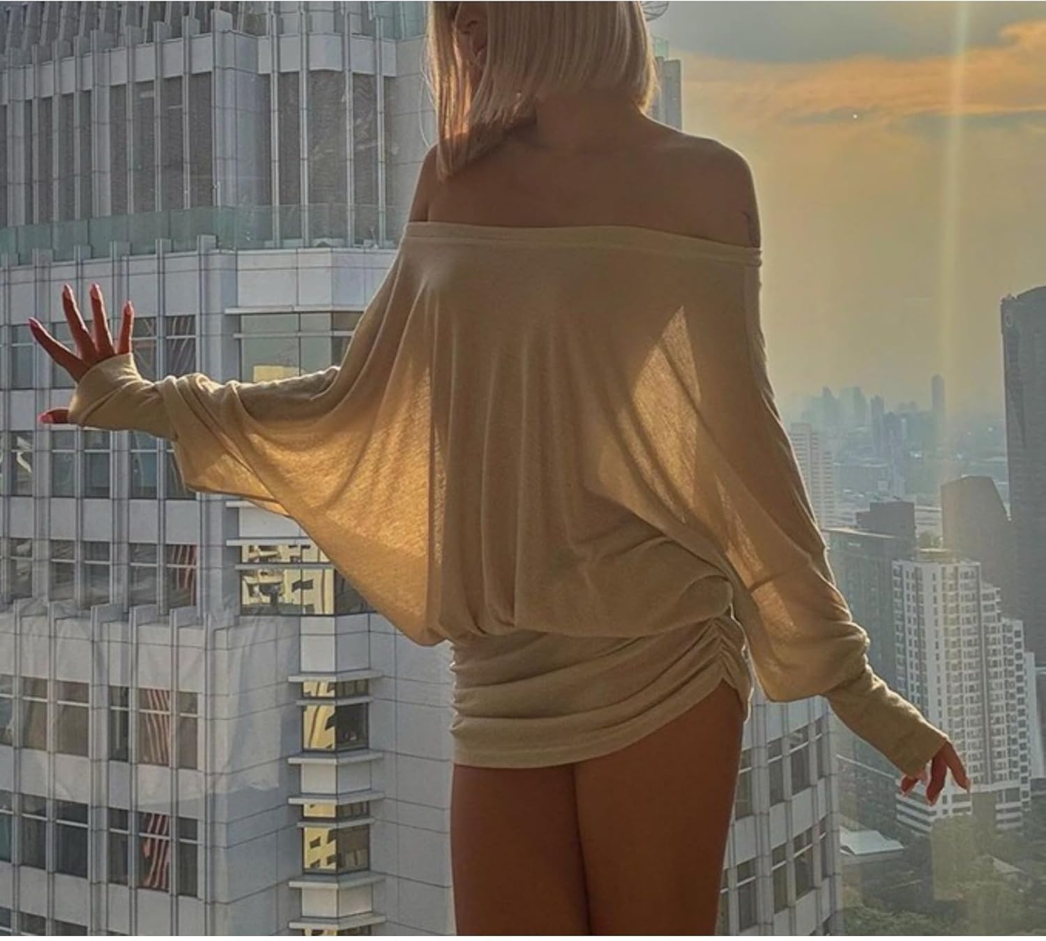 LRF Off The Shoulder Dress See Through Trendy Y2k Sexy Mini Slim Fit Casual Loungewear Dress - Image 5