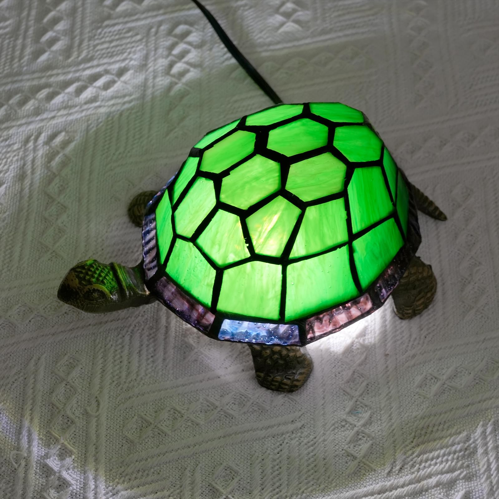 Tiffany Style Schildkröte Tischlampe Grün Glasmalerei Lampe Kinder Kinder Tier Nachtlicht für Home Decor Kleine Nachttischlampe