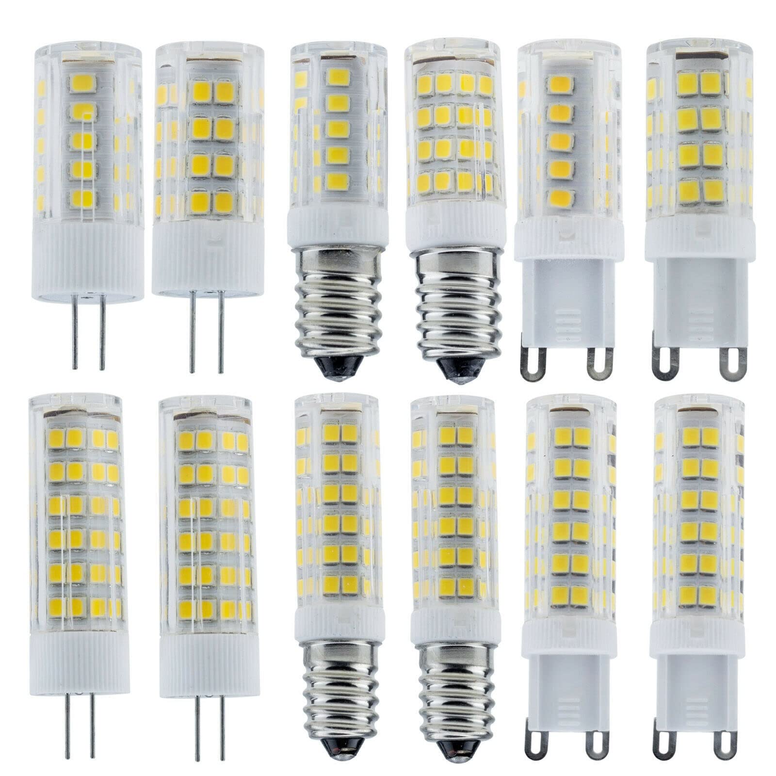 YSJX Lighting, Confezione da 12, Lampadina LED a Mais AC220V G9/G4/E14 3W/5W/7W Capsula in Ceramica Mini Lampadari di Cristallo Lampadine per la casa(Warm White,G9 7w)