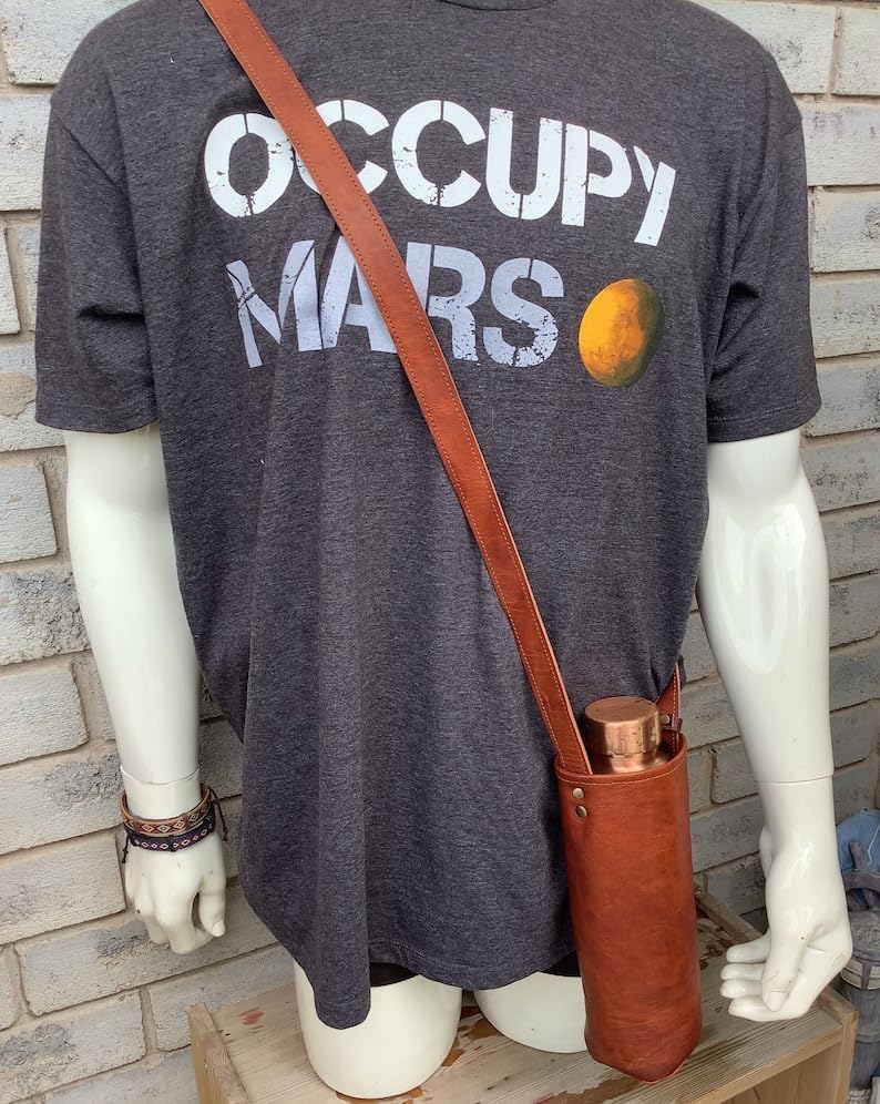 Reusable leather wine bottle carrier, unisex water bottle holder, stylish, convenient (brown) - Image 4