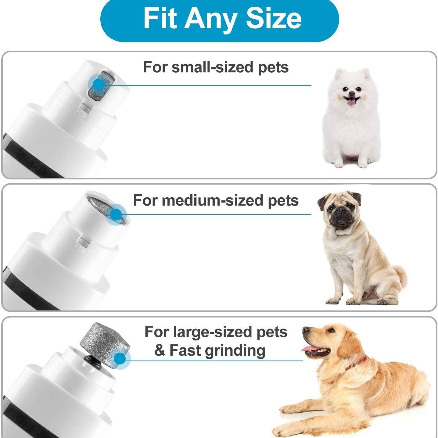 Trimmers de clavo para perros, kit de suministros para perros, cortadoras de cabello de perro, función 2 en 1 Función recargable recortadora de clavos para mascotas Patas indoloras, aseo y su