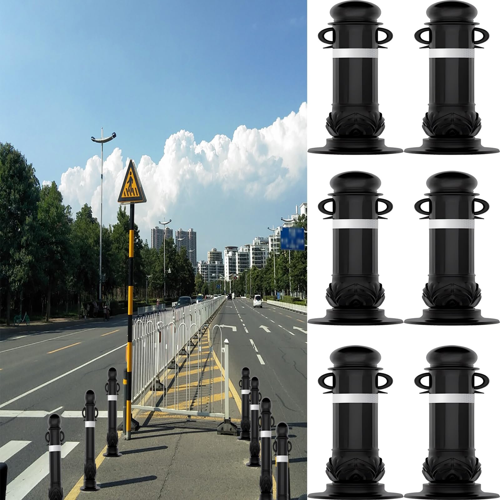Cônes de signalisation 4 5 7 Pack Poteaux de délimitation du trafic, 31 pouces de hauteur Plastique EVA Barrière de sécurité routière pour les chantiers de construction, Borne de stationnement ( Color