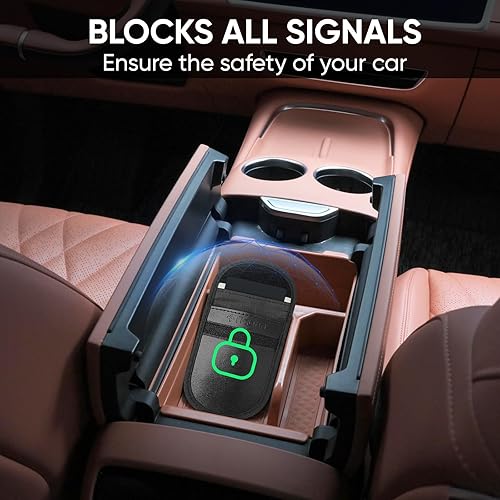 Vista 6 de TICONN Faraday - 2 bolsas para llavero, protector de jaula Faraday de 3.5 x 5.0 pulgadas, bloqueo de señal RFID para automóvil, bolsa antirrobo Negro