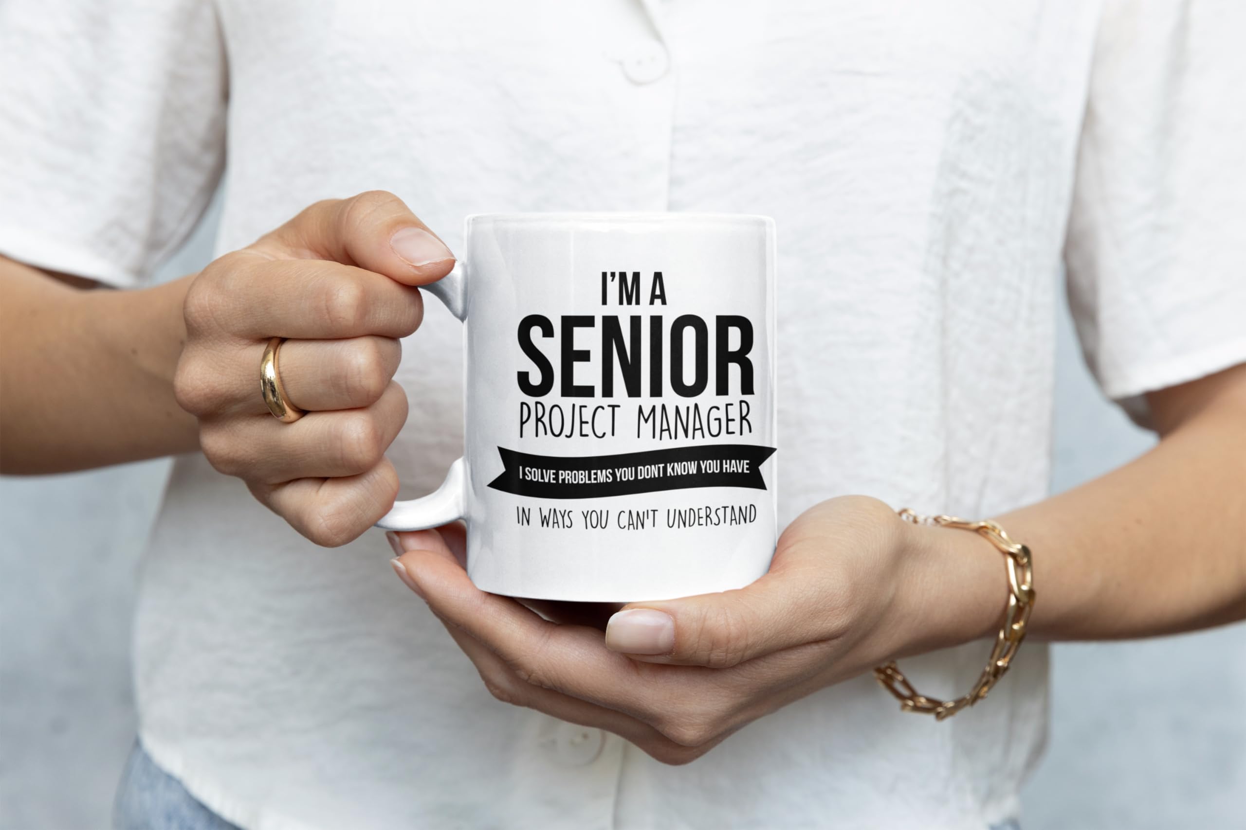 Amazon.com: Mugart Best Coffee Mug-Manager Gifts Ideas for Men and Women.  I'm a senior project manager I solve problems you don't know you have in  ways you can't underst : Home &