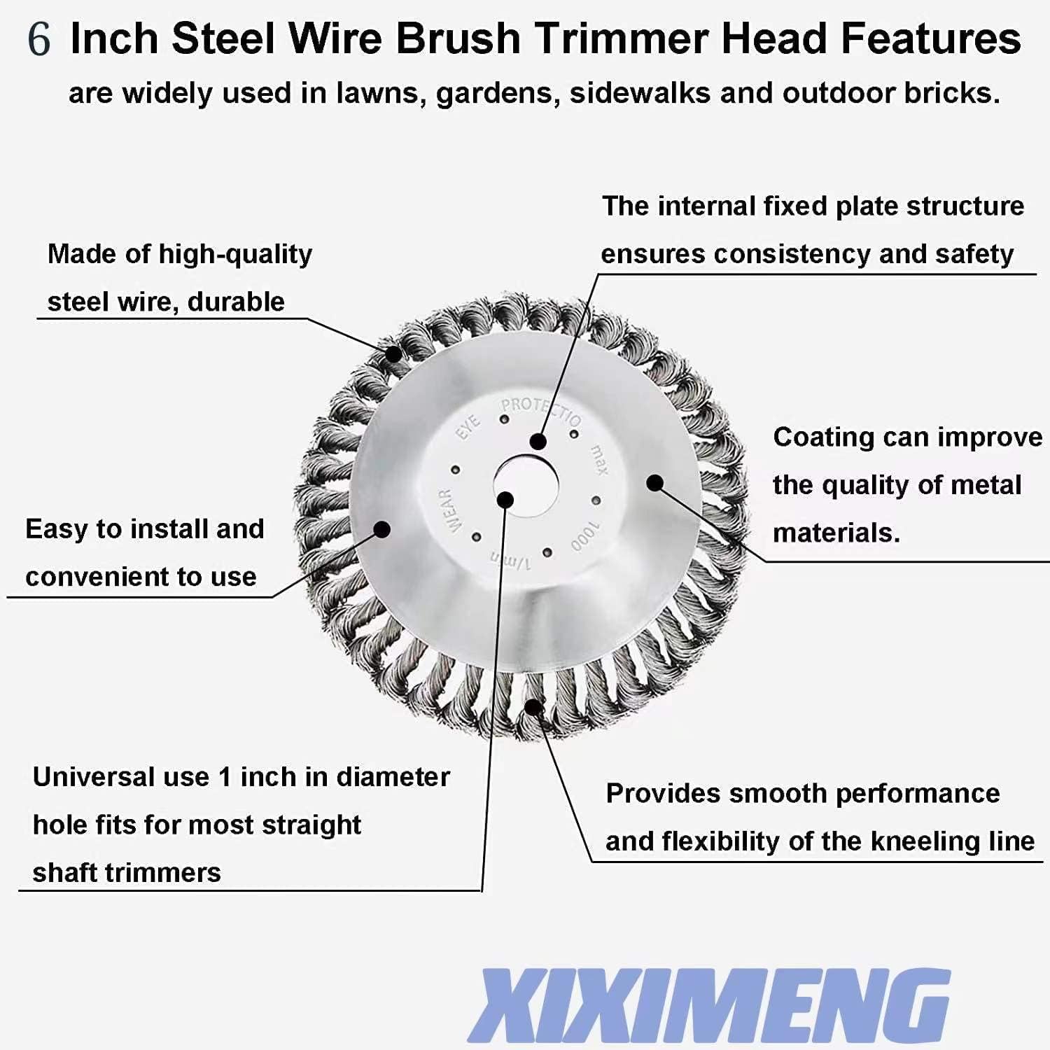 6 inch Steel Unbreakable Wired Trimmer Blade Head kit Eater Wire Brush kit, with Eater Blade Adapter Kit, for String Trimmers (6 inch（Classic Style 2025Upgraded）)