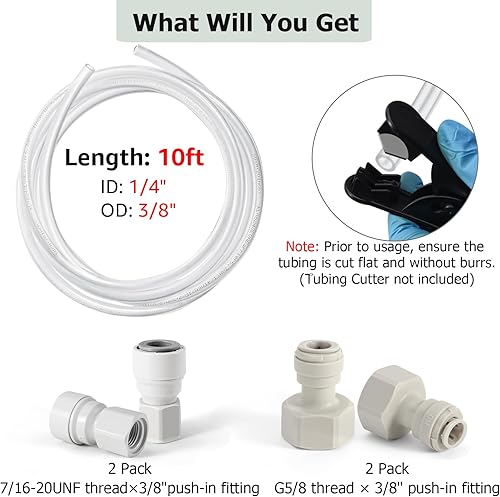 Miniatura 6 de Kegerator - Tubería de línea de cerveza Hilangsan Kegerator, línea de gas CO2, empuje para conectar, ajuste de 3/8 pulgadas de diámetro exterior ×